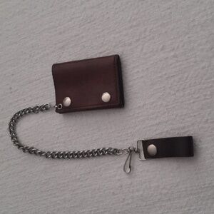Brown Leather Chain Biker Wallet